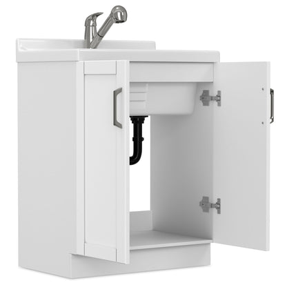 Laundry Cabinet & Faucet And Stainless Steel Sink