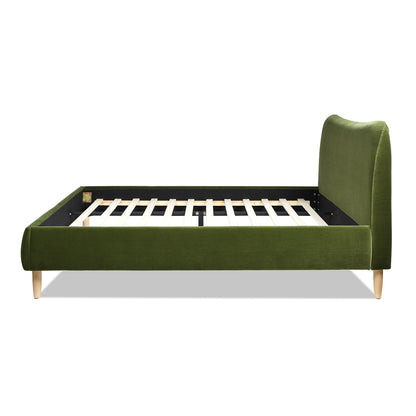 Roman Curved Headboard Upholstered Platform Bed, King, Olive