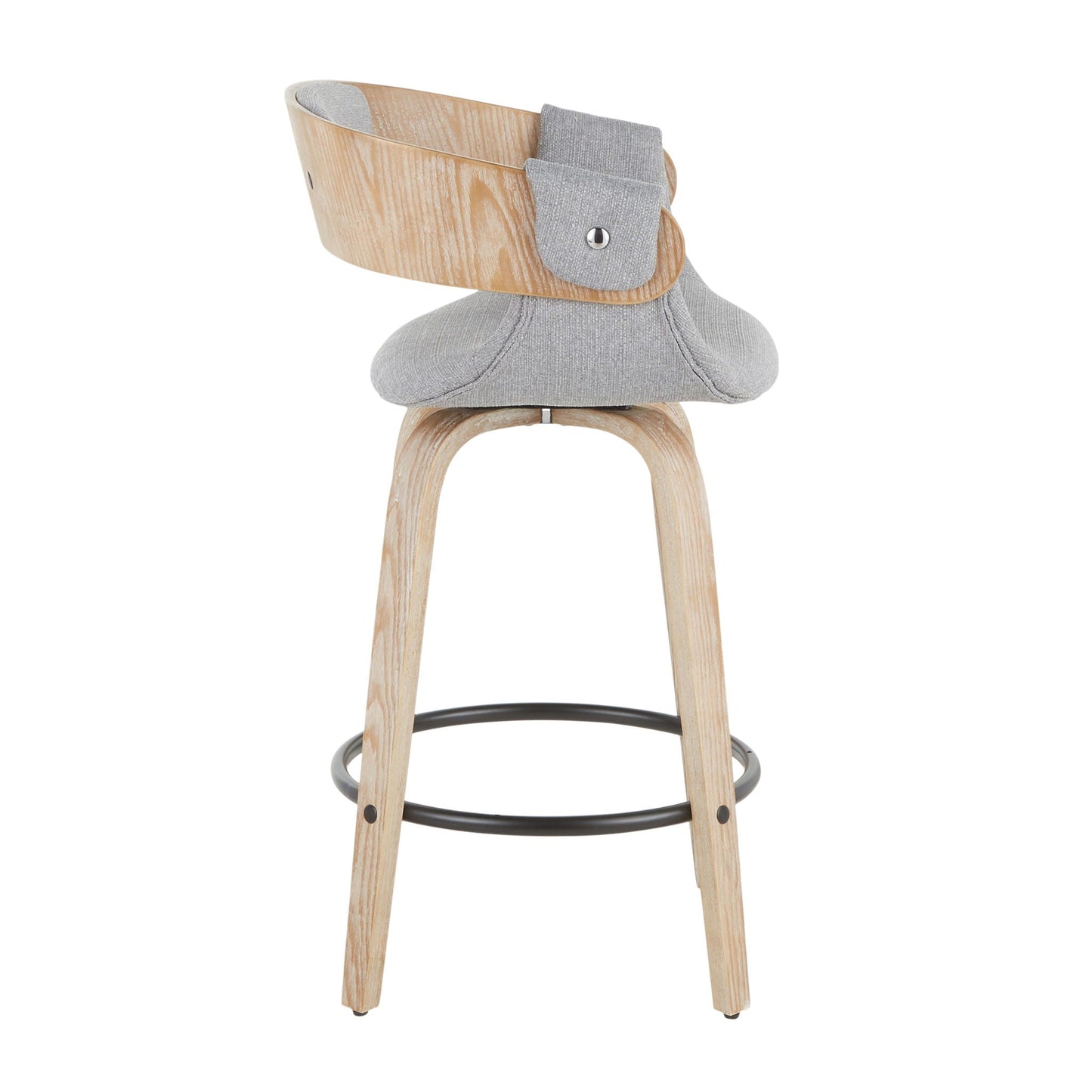 Counter Stool (Set of 2) - White Washed / Gray