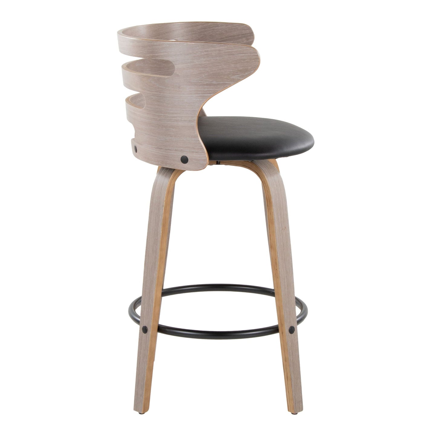 Barstool With Swivel And Round Footrest (Set of 2)