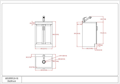 Laundry Cabinet & Faucet And Stainless Steel Sink