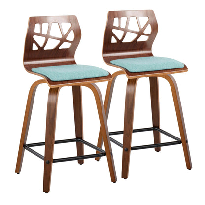 Counter Stool With Swivel With Square Footrest (Set of 2)