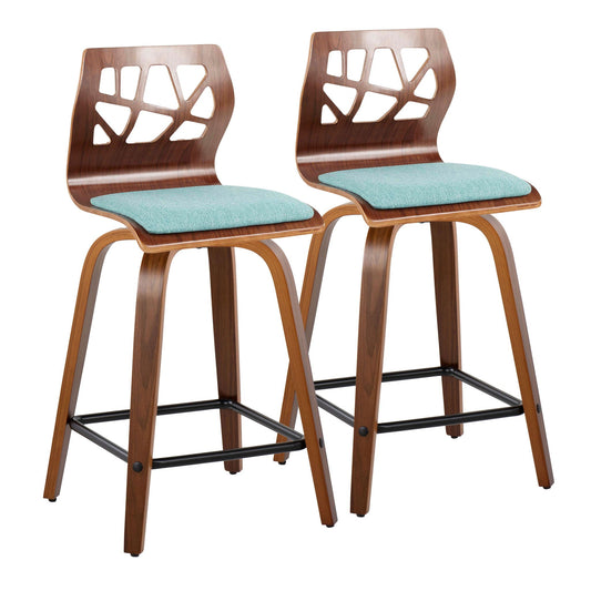 Counter Stool With Swivel With Square Footrest (Set of 2)