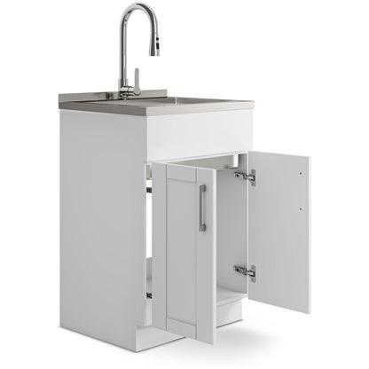 Laundry Cabinet With Faucet And Stainless Steel Sink