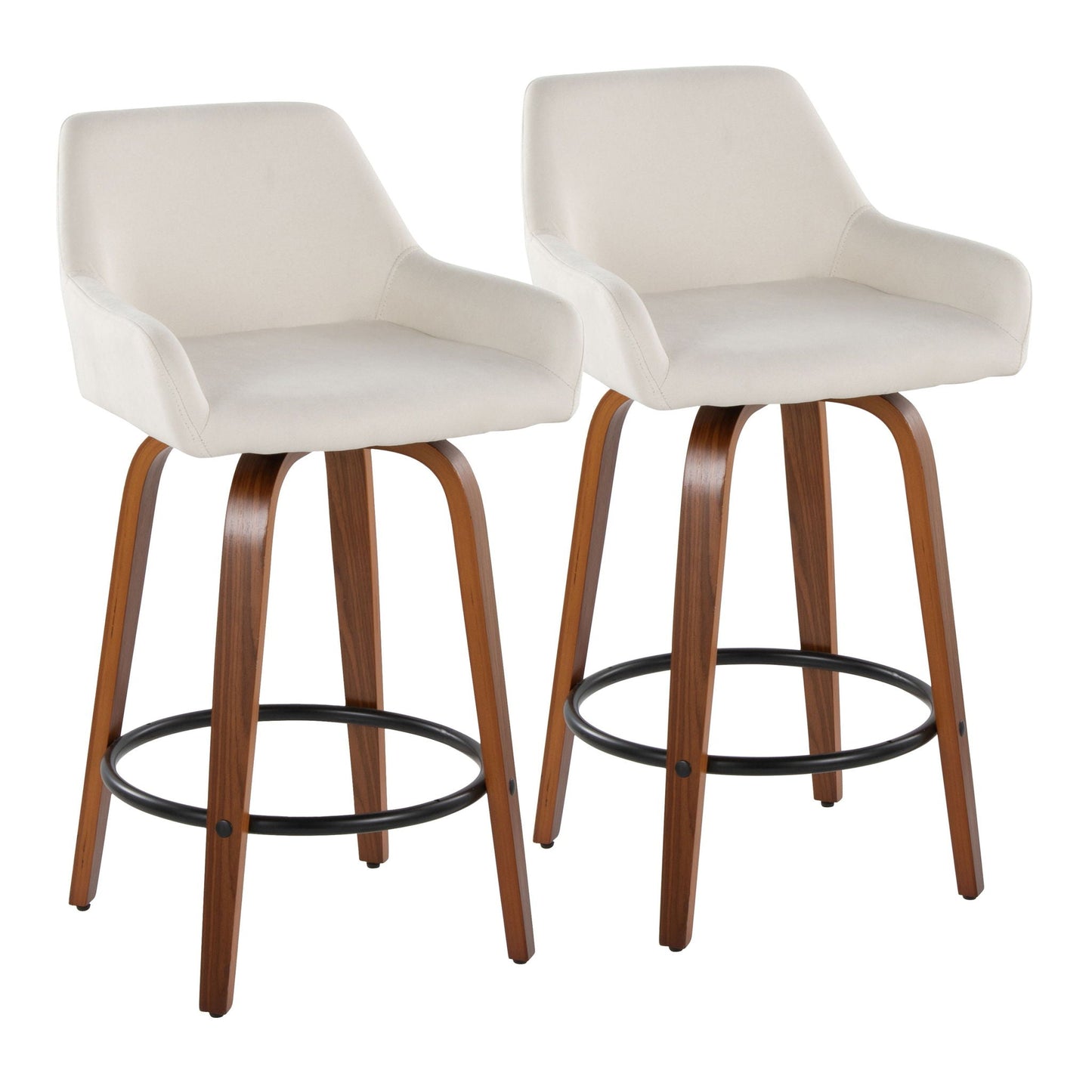 Counter Stool With Swivel With Round Footrest (Set of 2)