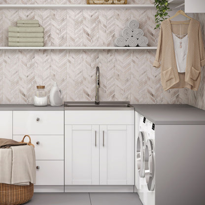 Laundry Cabinet With Faucet And Stainless Steel Sink