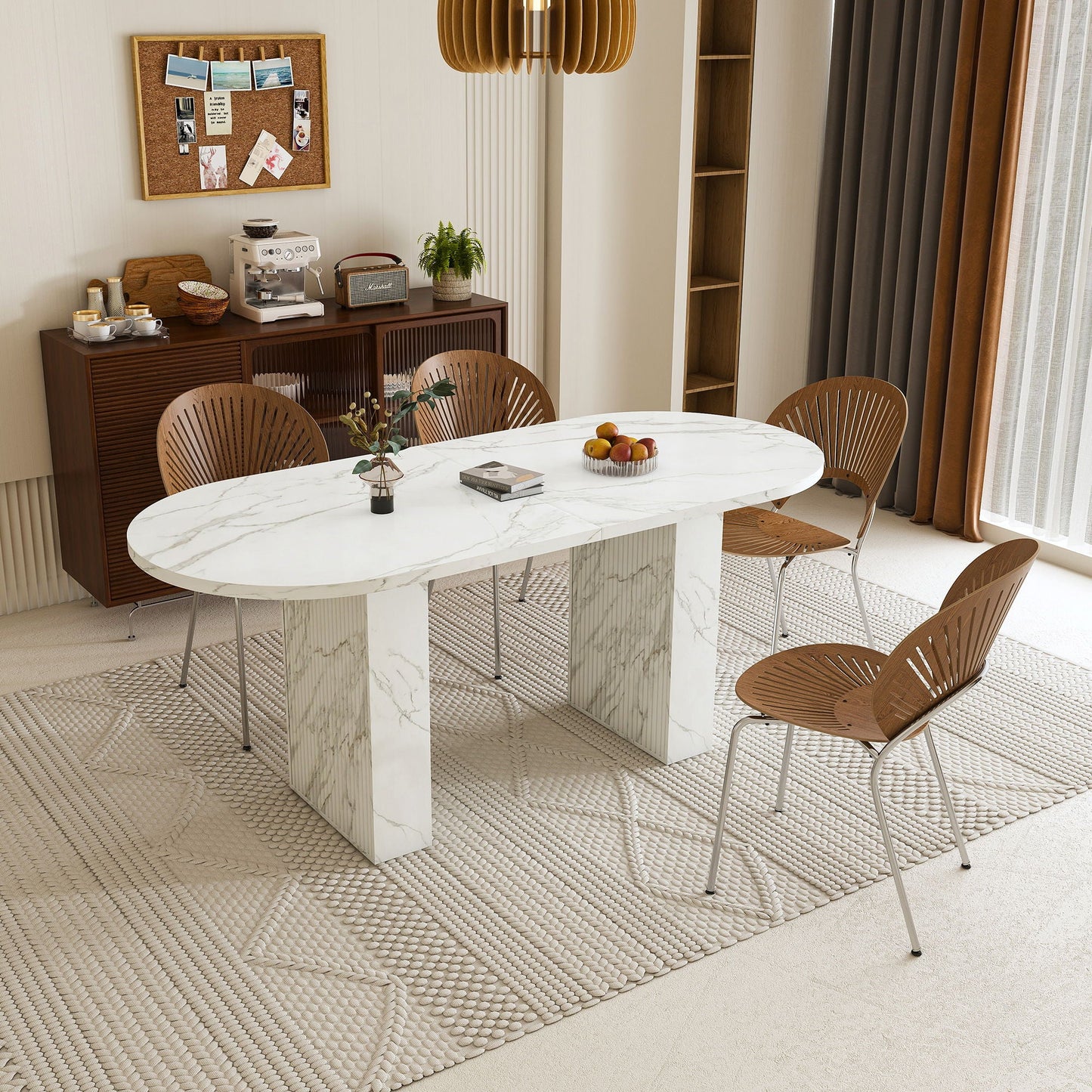 Dining Table With Wood Strip Base