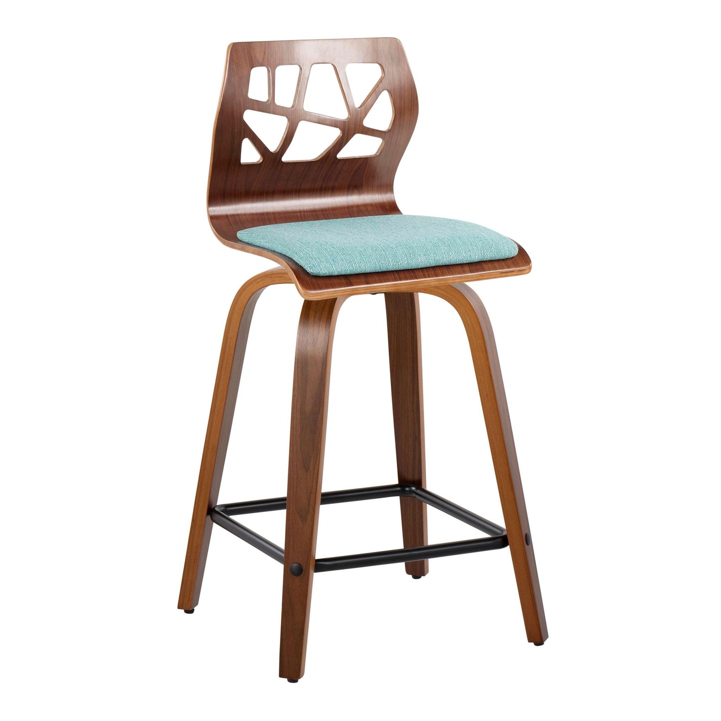 Counter Stool With Swivel With Square Footrest (Set of 2)