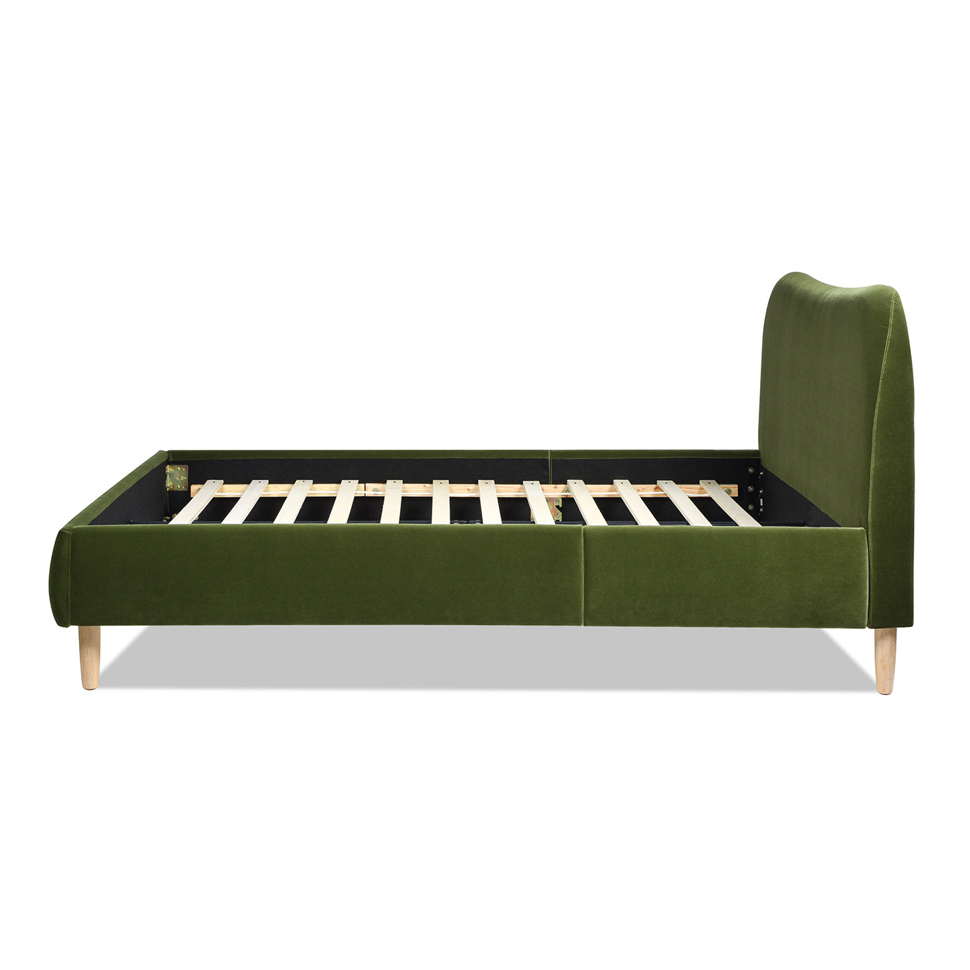 Roman Curved Headboard Upholstered Platform Bed, Queen, Olive
