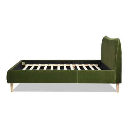Roman Curved Headboard Upholstered Platform Bed, Queen, Olive