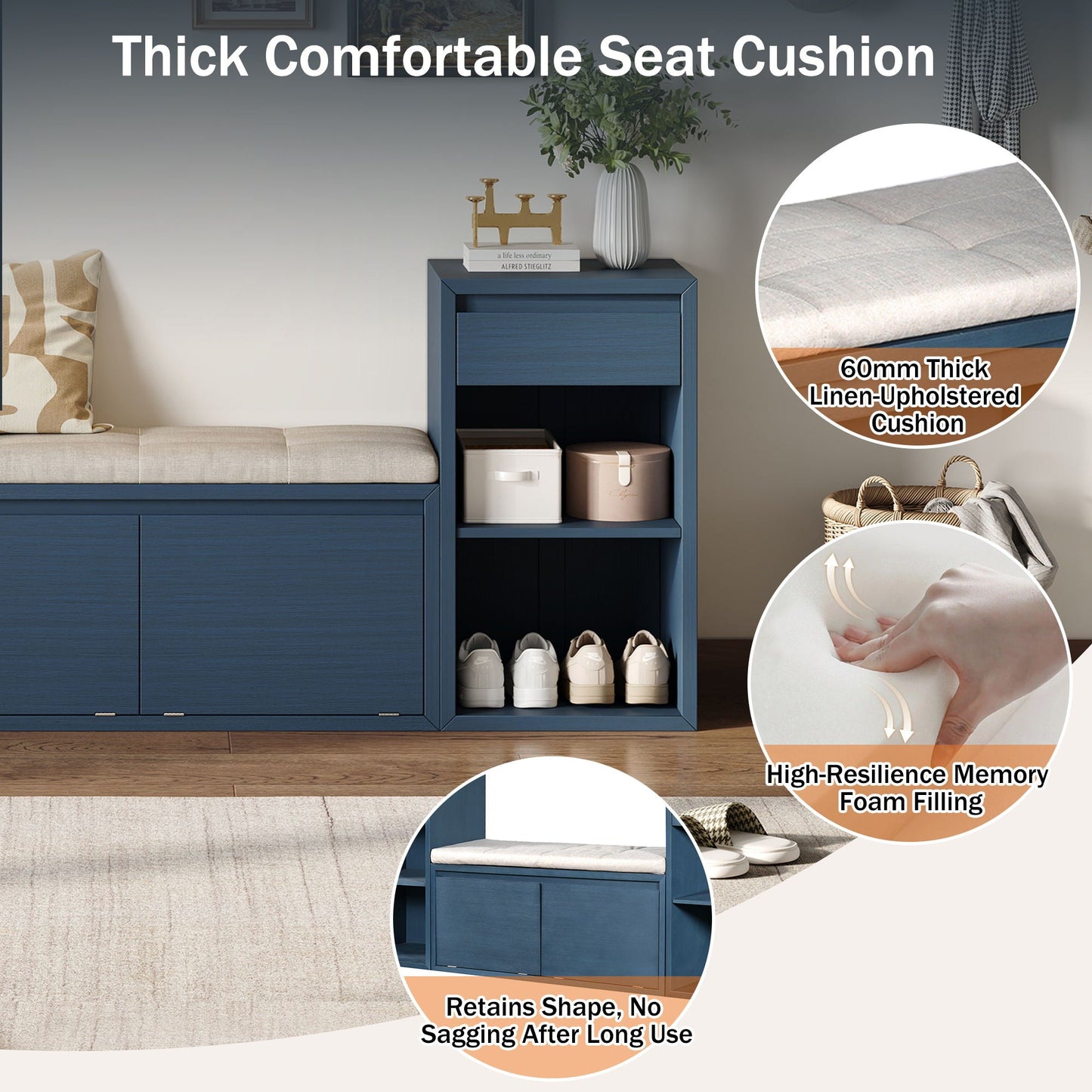 Entryway Storage Bench With Cushion