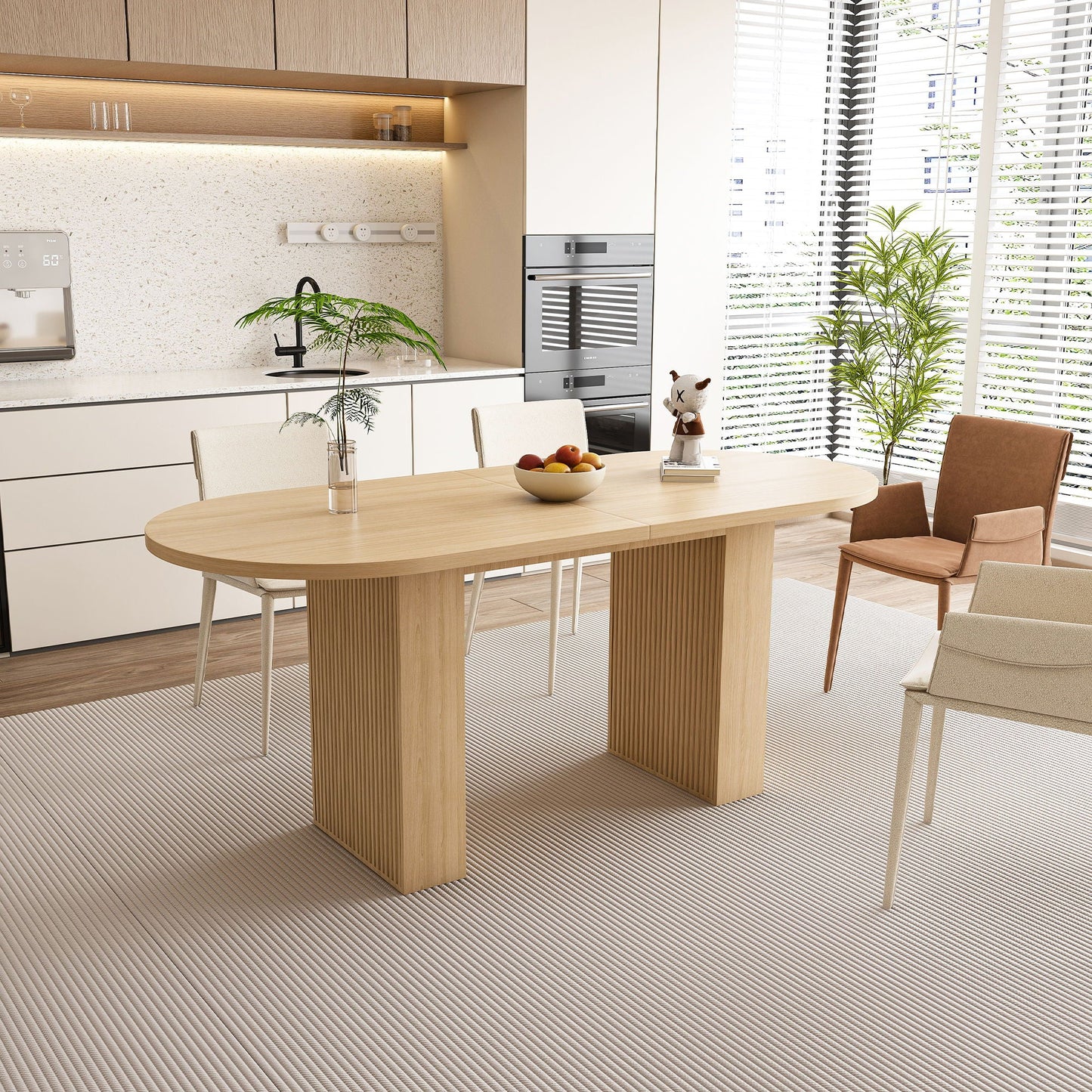 Dining Table With Wood Strip Base