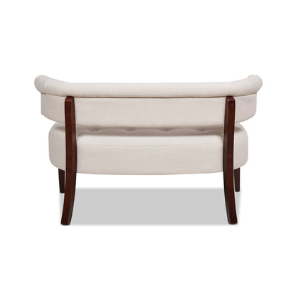 Jared Roll Arm Tufted Bench Settee, Sky Neutral