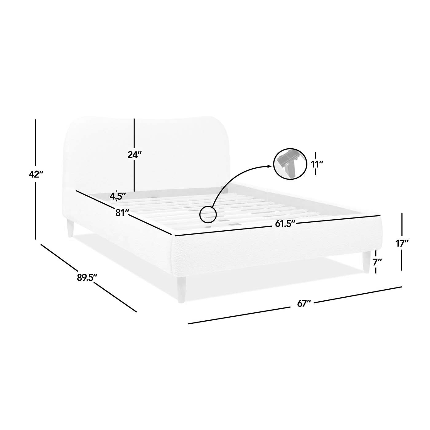 Roman Curved Headboard Upholstered Platform Bed, Queen, Olive