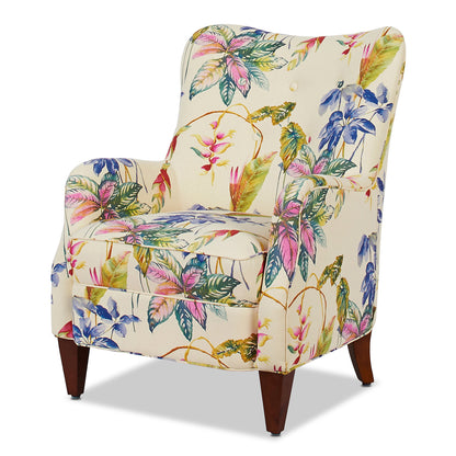 Paradise Upholstered Arm Chair, Off-White/Floral Printed On Cotton