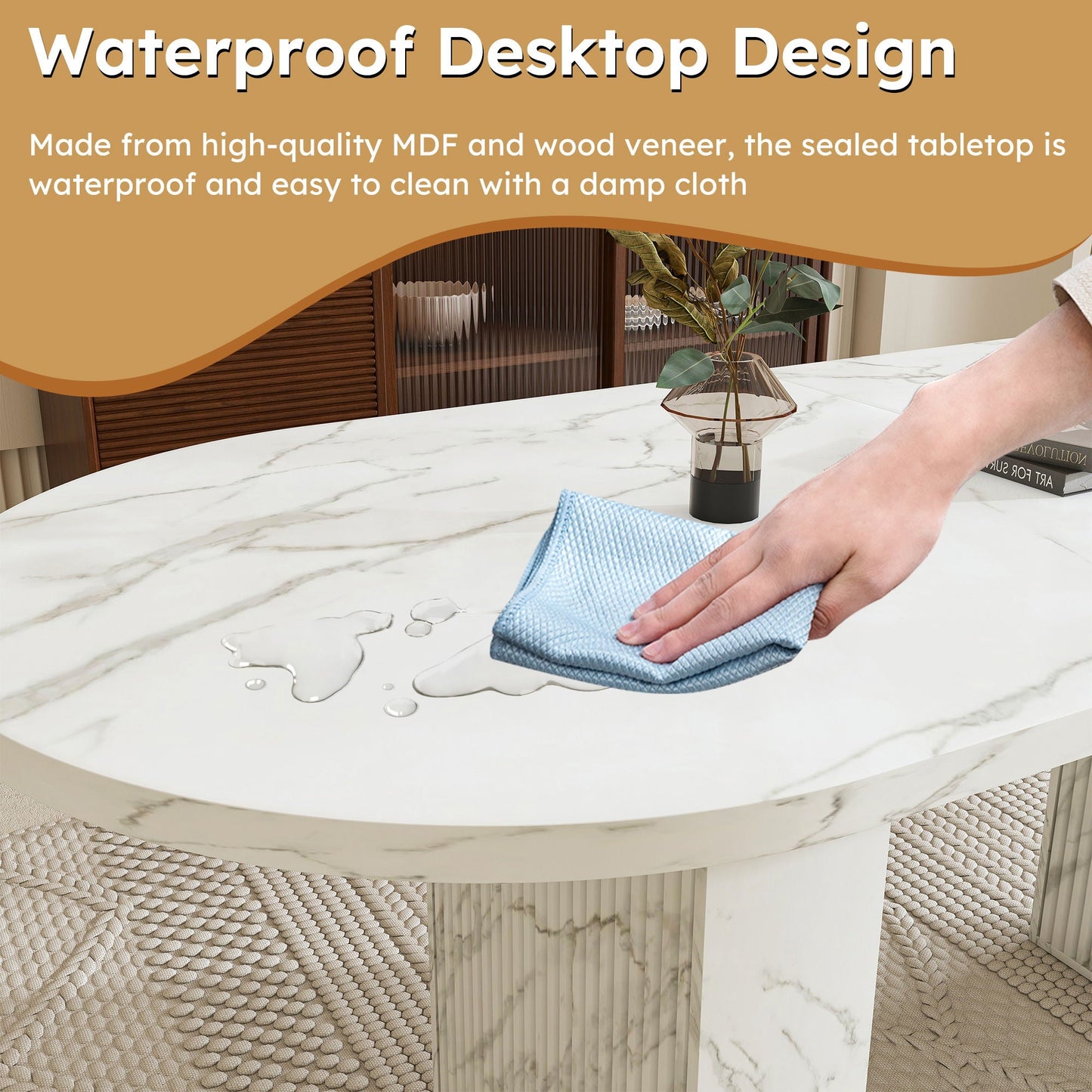 Dining Table With Wood Strip Base