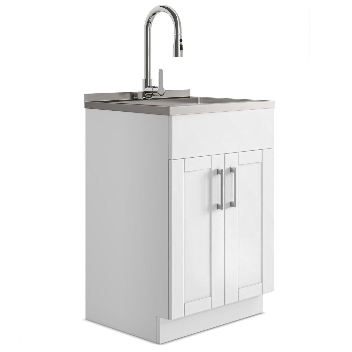 Laundry Cabinet With Faucet And Stainless Steel Sink