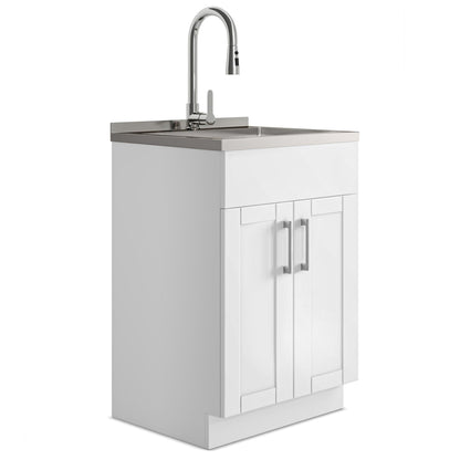 Laundry Cabinet With Faucet And Stainless Steel Sink