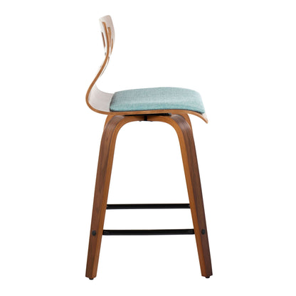 Counter Stool With Swivel With Square Footrest (Set of 2)