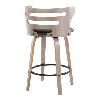 Barstool With Swivel And Round Footrest (Set of 2)